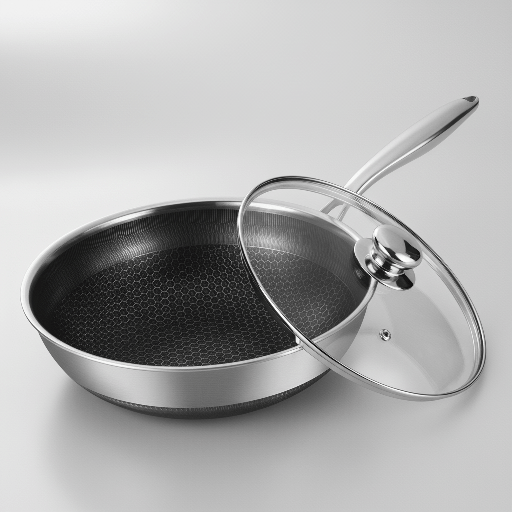 7pc Clad Hybrid Cookware Set with Lids & Wok Bundle