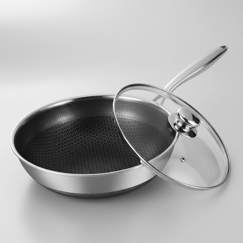 7pc Clad Hybrid Cookware Set with Lids & Wok Bundle