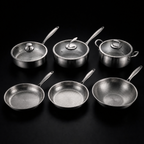 Hand-Hammered Titanium Complete Kitchen Set with 3 Lids (10, 11 & 12 Inch)