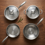 Hand-Hammered Titanium Essentials Kitchen Set with 2 Lids (10, 11 & 12 Inch)