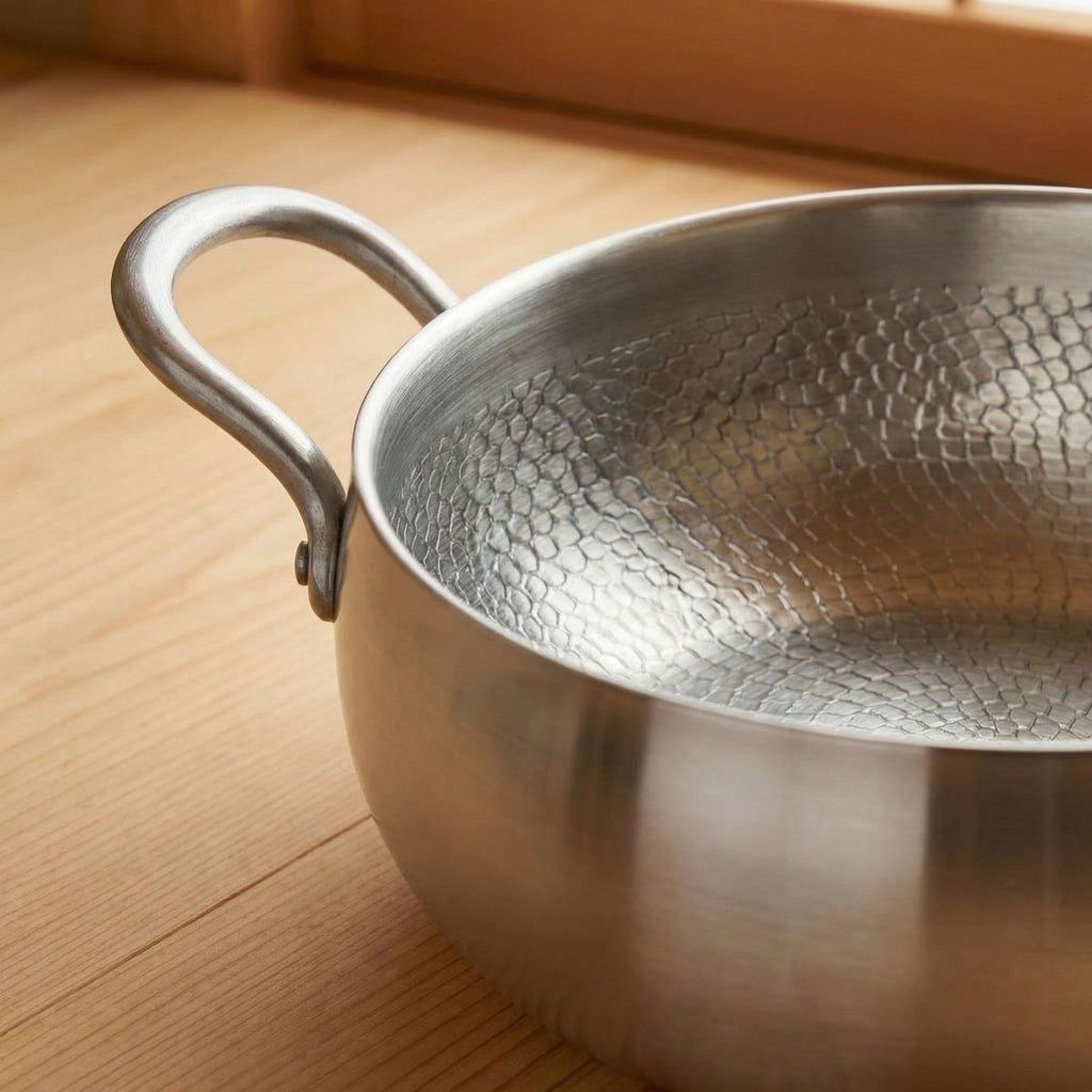 Hand-Hammered Deep Titanium Pot