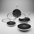 7pc Clad Hybrid Cookware Set with Lids & Wok Bundle